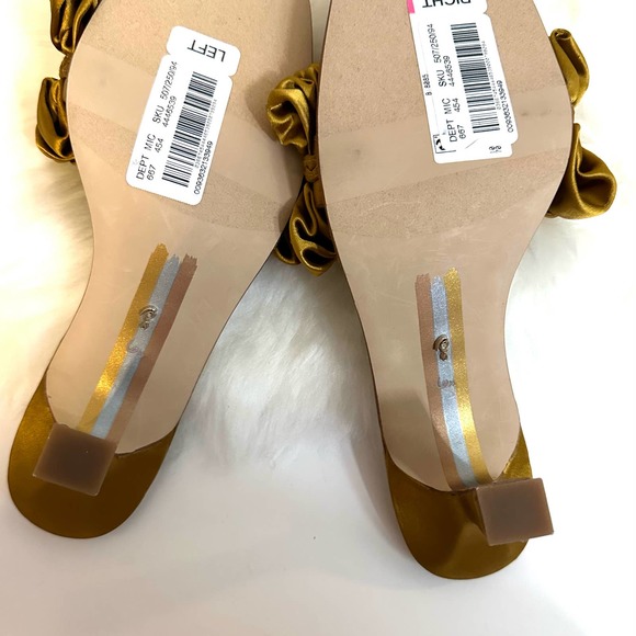 Sam Edelman Kady Ruffle Satin Slides/Heels in Yellow Gold. Size 6.5. NWT - Picture 4 of 8